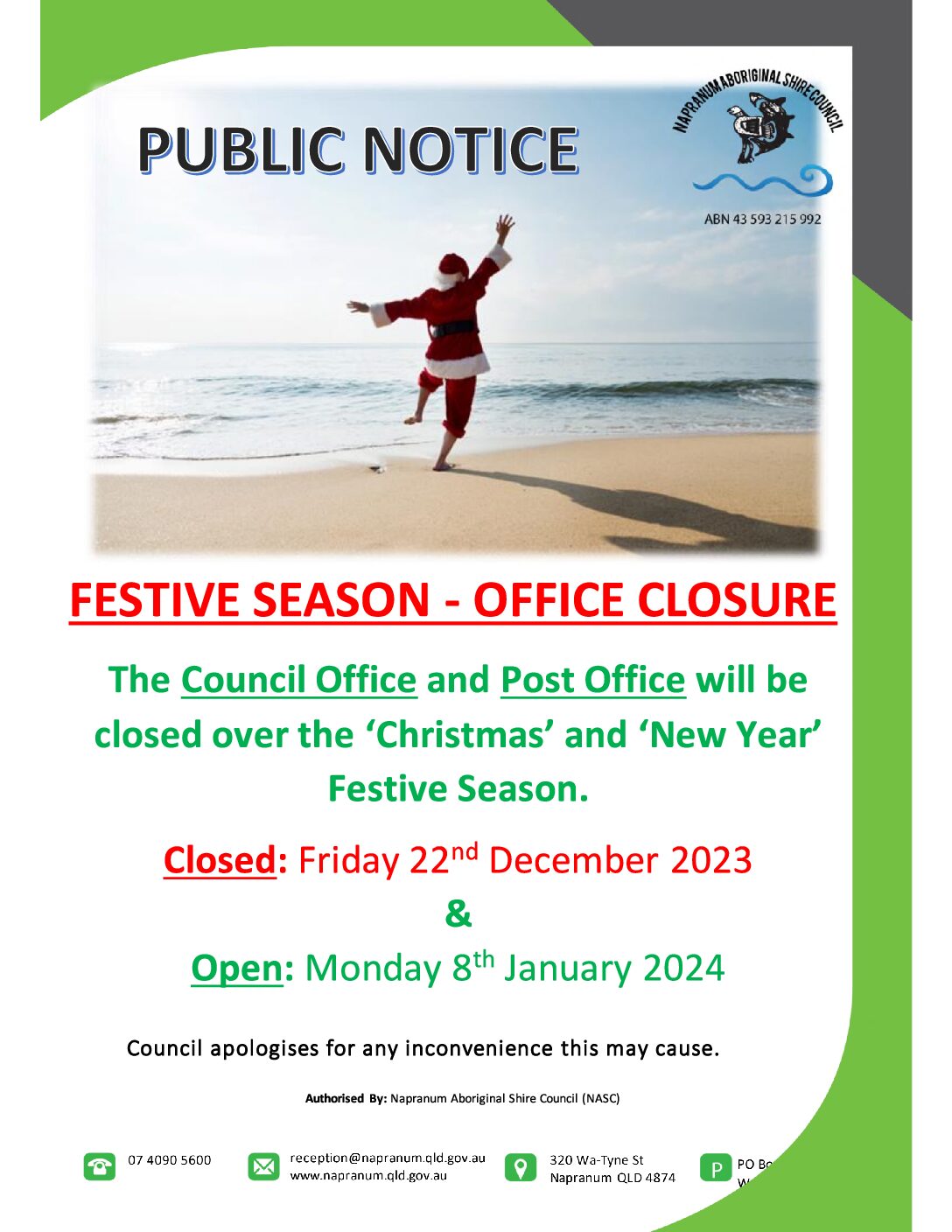 Festive Season Closure