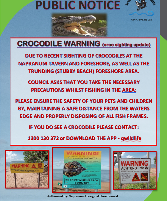 Public Notice – Croc Sighting